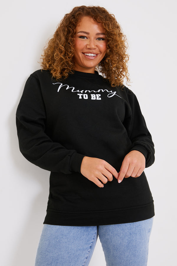 In The Style In The Style Mummy To Be Slogan Sweater Black