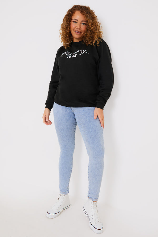 In The Style In The Style Mummy To Be Slogan Sweater Black