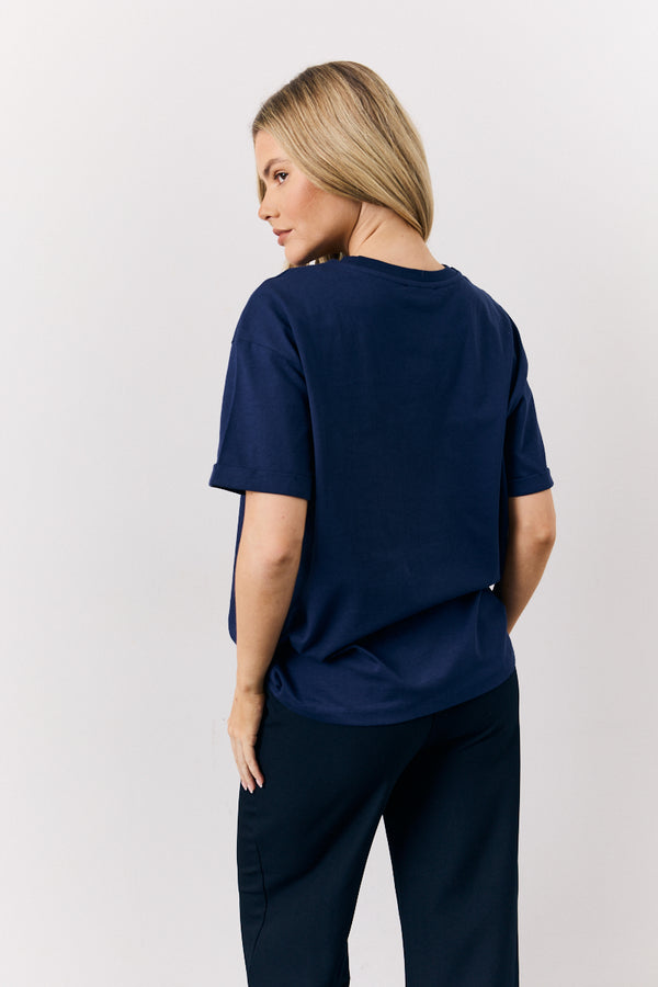 In The Style In The Style Navy Graphic Slogan T-Shirt Navy