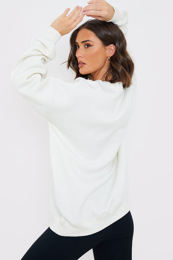 In The Style In The Style New York Embroidered Oversized Sweater Cream