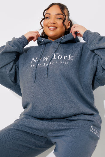 In The Style In The Style New York Oversized Hoodie Charcoal