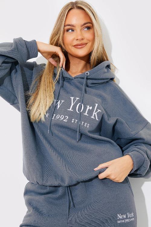 In The Style In The Style New York Oversized Hoodie Charcoal