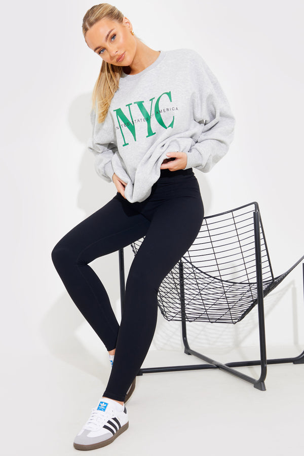 In The Style In The Style NYC Printed Sweatshirt Grey