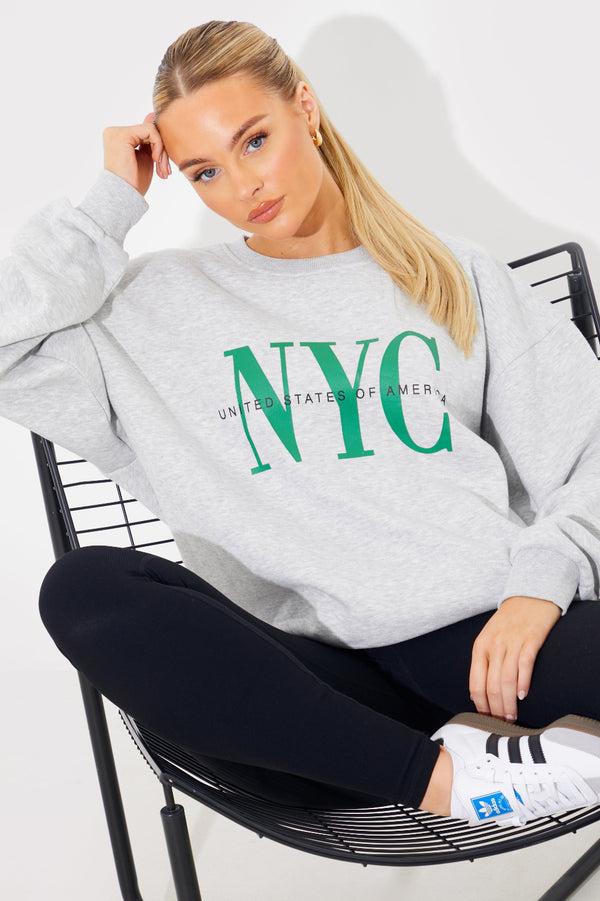 In The Style In The Style NYC Printed Sweatshirt Grey
