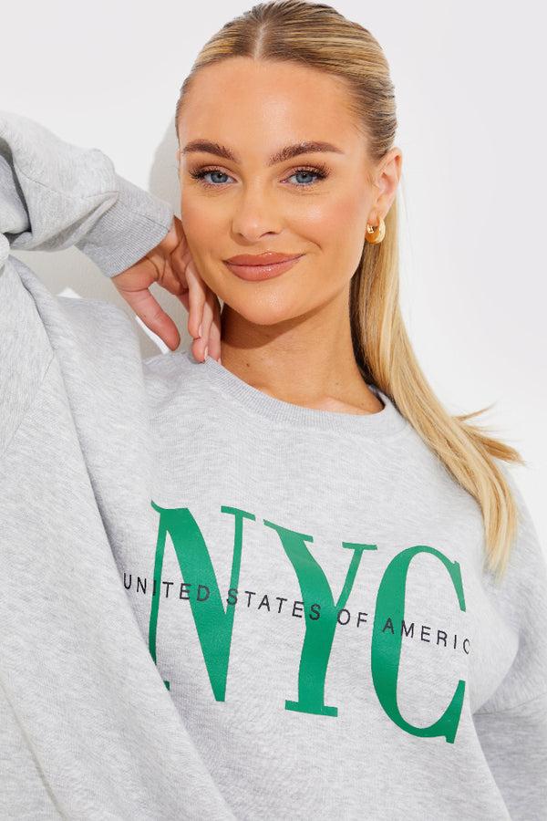 In The Style In The Style NYC Printed Sweatshirt Grey