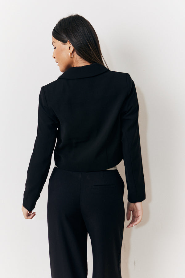 In The Style In The Style Occasion Black Cropped Tux Blazer Black