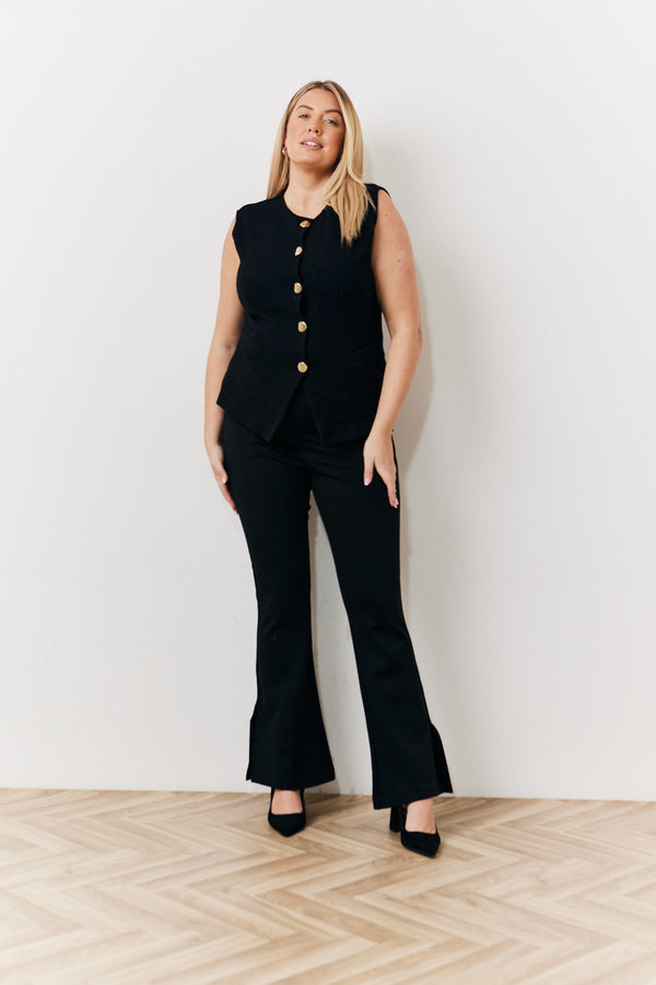in the style In The Style Occasion Black Flare Trousers Black