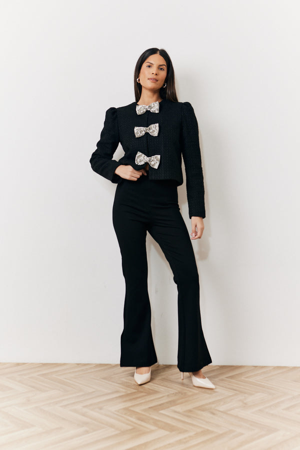 In The Style In The Style Occasion Sequin Bow Boucle Jacket Black