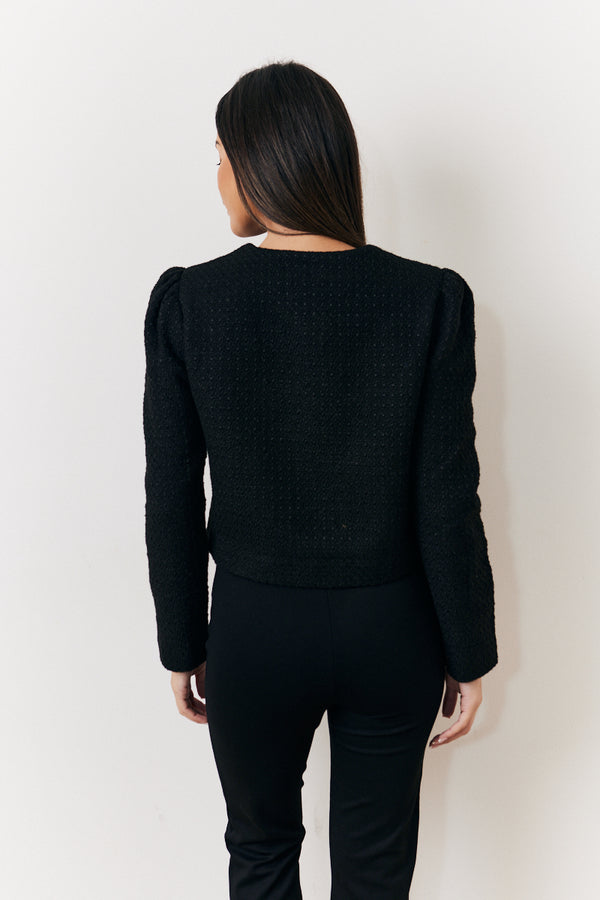 In The Style In The Style Occasion Sequin Bow Boucle Jacket Black