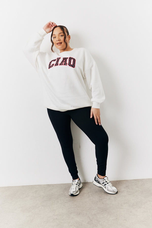 In The Style In The Style Off White Ciao Slogan Sweatshirt Off White