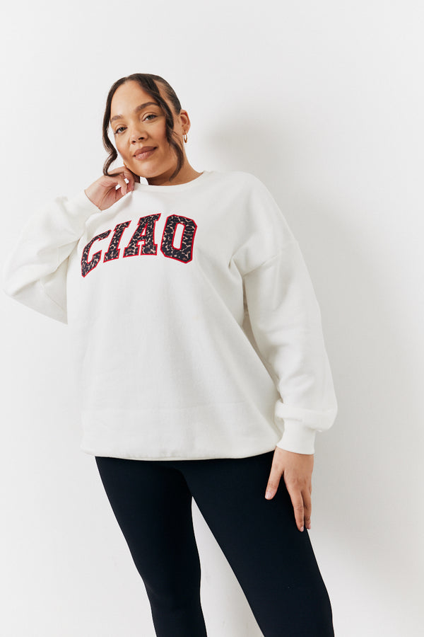 in the style In The Style Off White Ciao Slogan Sweatshirt Off White