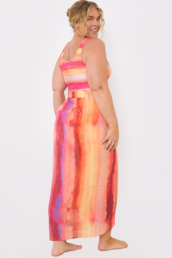In The Style In The Style Ombre Abstract Print Multiway Sarong Orange