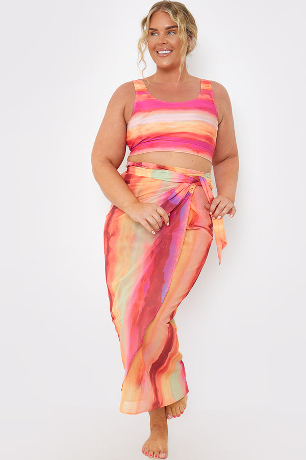 in the style In the Style Ombre Abstract Print Multiway Sarong Orange