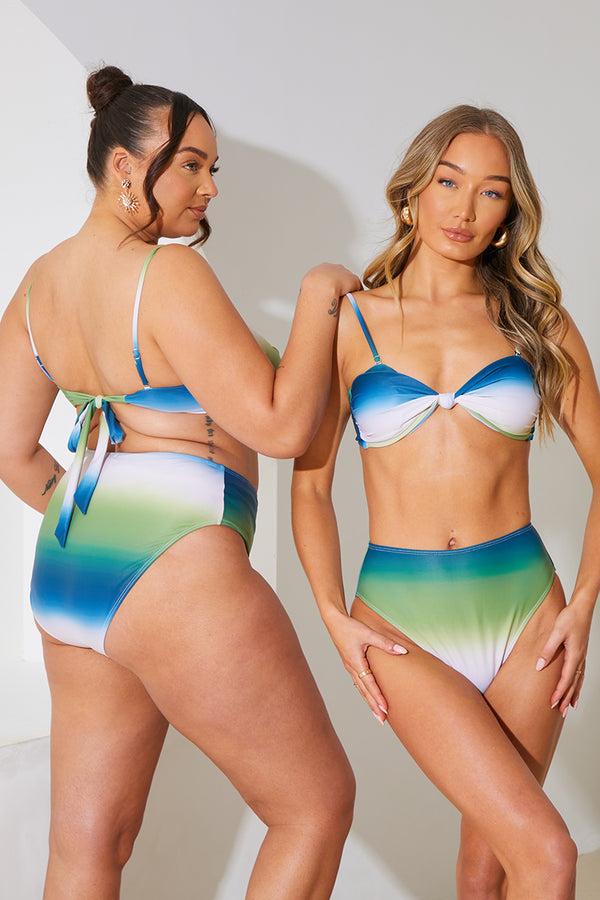 In The Style In The Style Ombre High Waisted Bikini Bottoms Multi