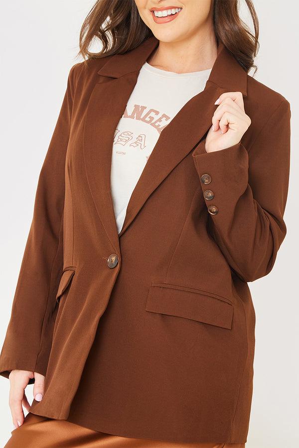 In The Style In The Style Oversized Boxy Blazer Chocolate
