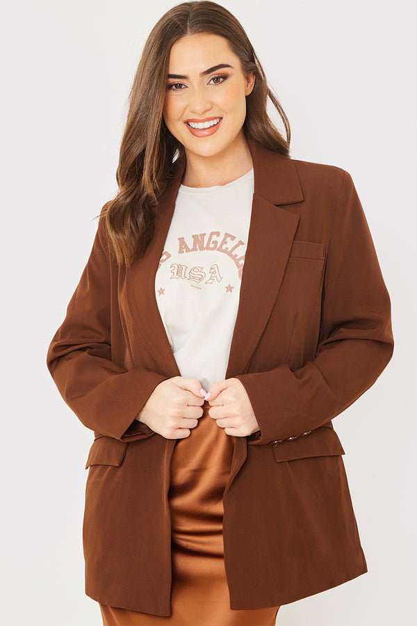 in the style In the Style Oversized Boxy Blazer Chocolate