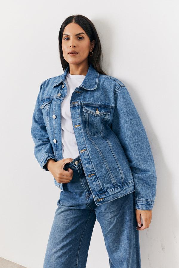 in the style In the Style Oversized Denim Jacket Blue