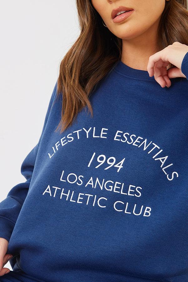 In The Style In The Style Oversized Embroidered Sweatshirt Navy