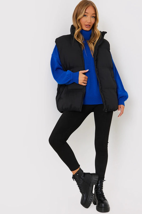 In The Style In The Style Oversized Puffer Gilet Black