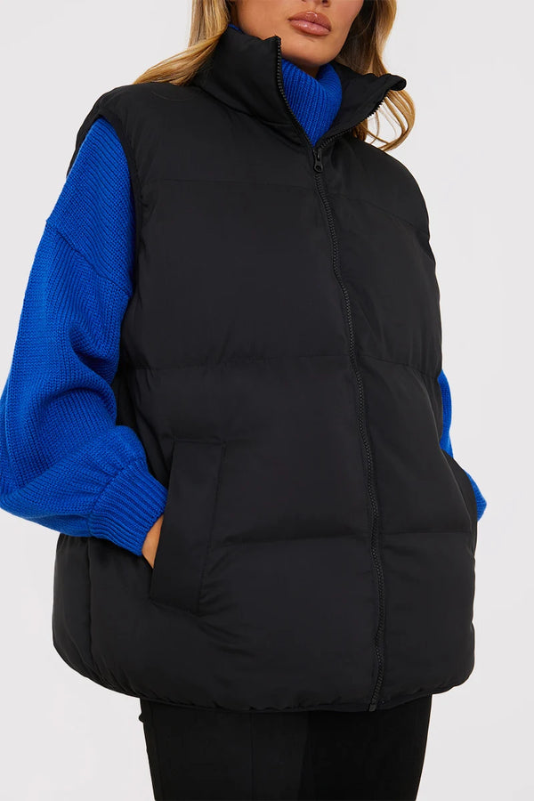 In The Style In The Style Oversized Puffer Gilet Black