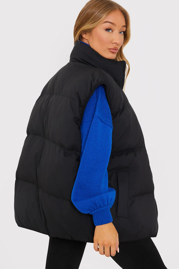 In The Style In The Style Oversized Puffer Gilet Black