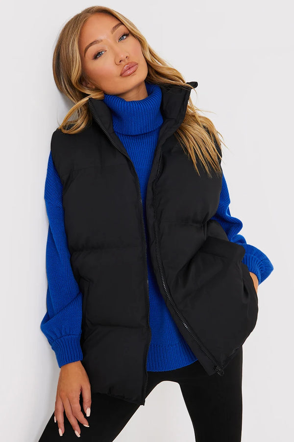 in the style In the Style Oversized Puffer Gilet Black
