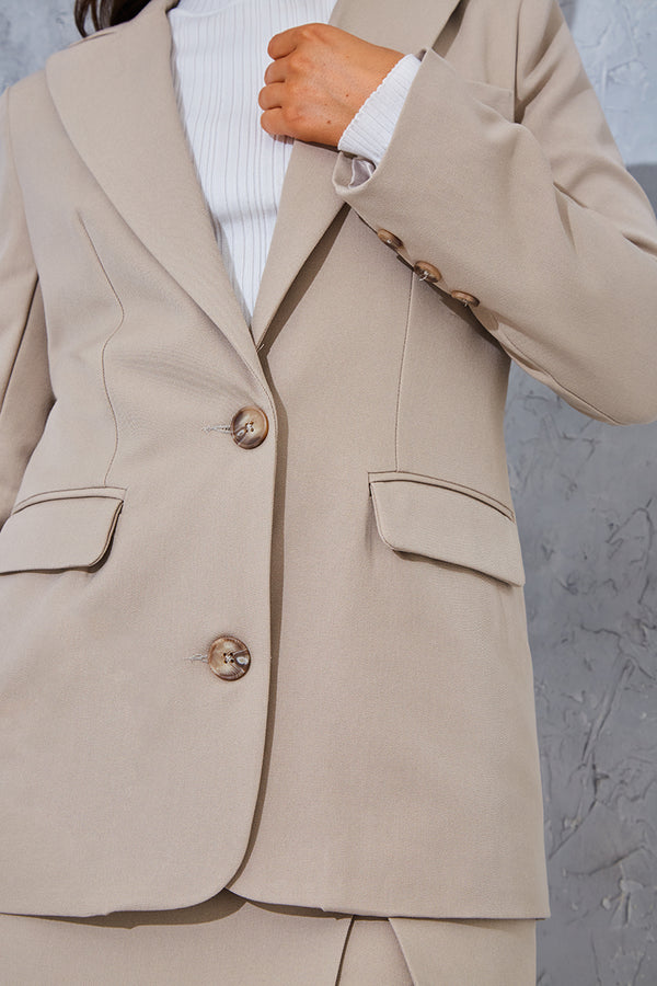 In The Style In The Style Oversized Single Breasted Blazer Taupe