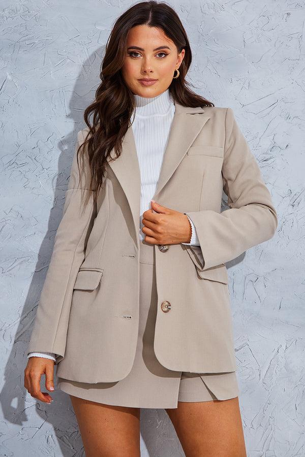 in the style In the Style Oversized Single Breasted Blazer Taupe