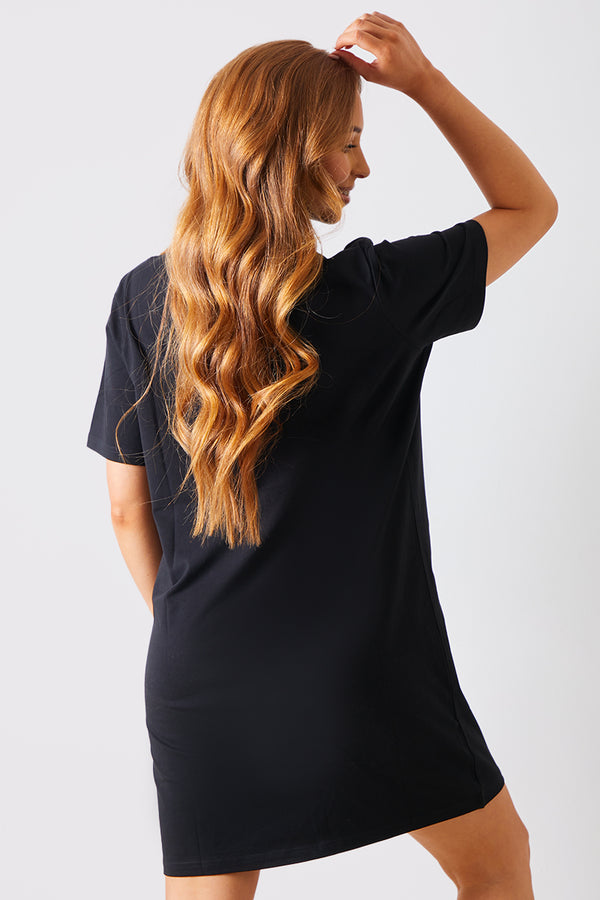 In The Style In The Style Oversized T-Shirt Dress Black
