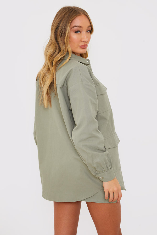 In The Style In The Style Oversized Utility Cargo Jacket Khaki