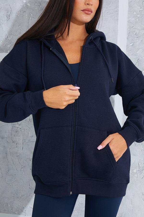 In The Style In The Style Oversized Zip Through Sweatshirt Navy