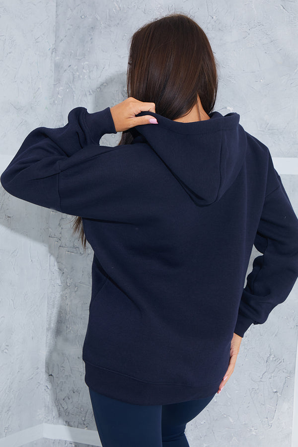 In The Style In The Style Oversized Zip Through Sweatshirt Navy