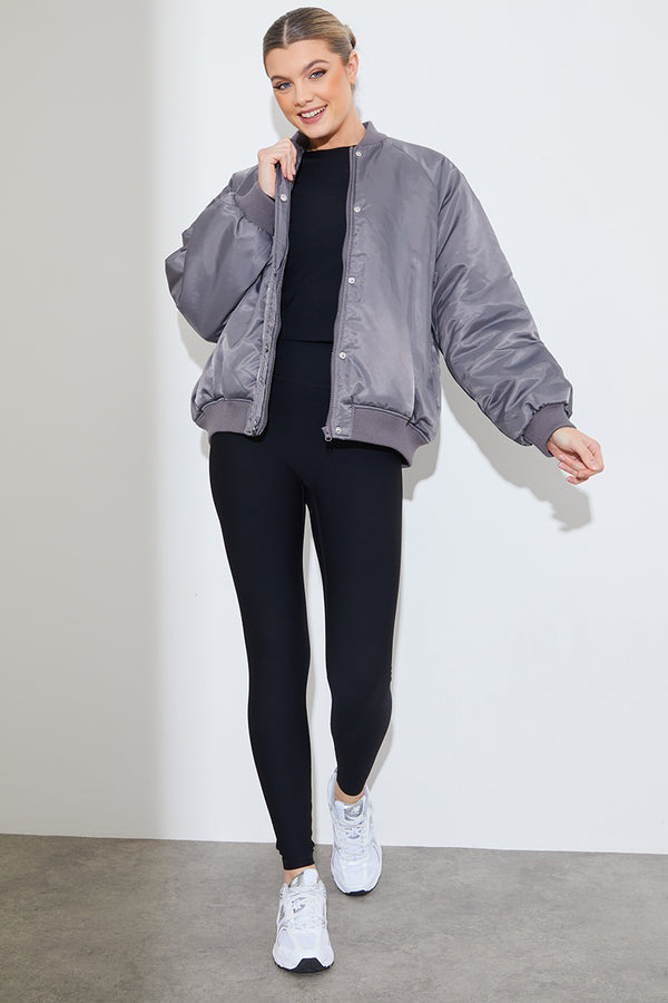 In The Style In The Style Padded Bomber Jacket Charcoal