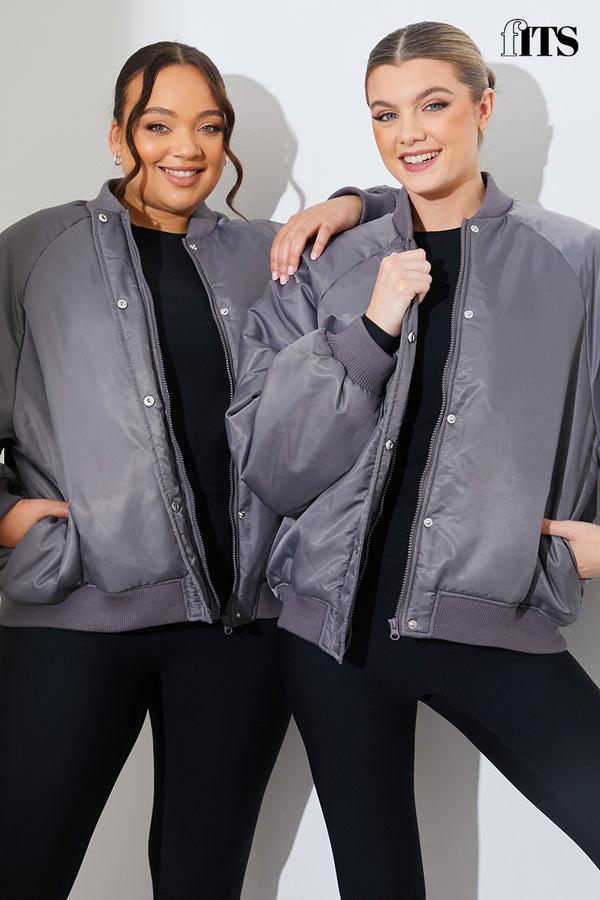 in the style In the Style Padded Bomber Jacket Charcoal