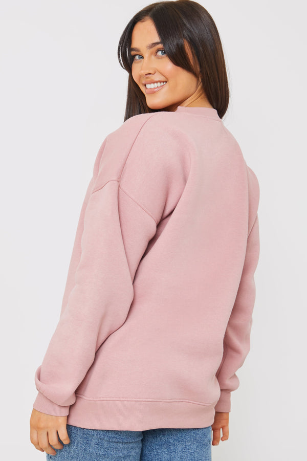 In The Style In The Style Paris Embroidered Sweater Dusky Pink