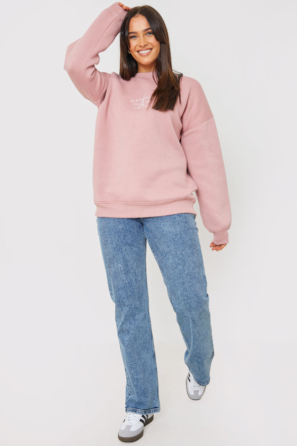 in the style In the Style Paris Embroidered Sweater Dusky Pink
