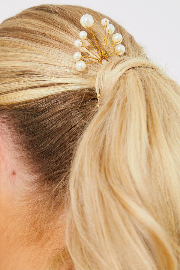 In The Style In The Style Pearl Textured Hair Clip White