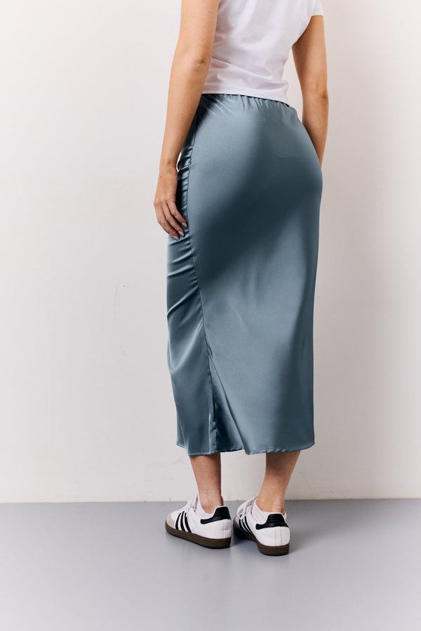 In The Style In The Style Petrol Blue Satin Midaxi Skirt Petrol Blue