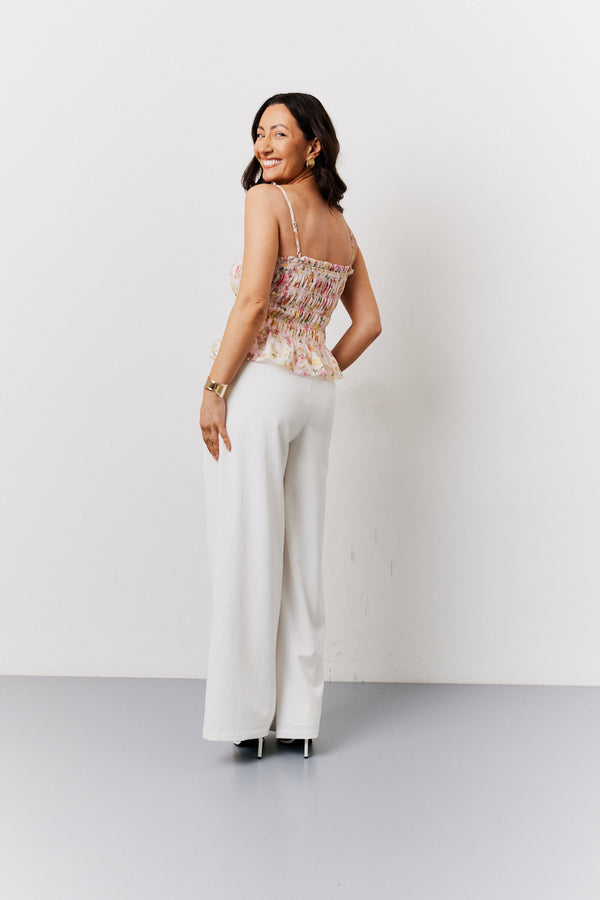 In The Style In The Style Pink Floral Print Shirred Cami Top Multi