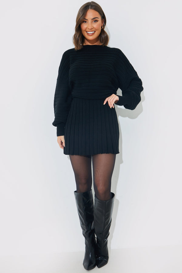 In The Style In The Style Pleated Knitted Dress Black