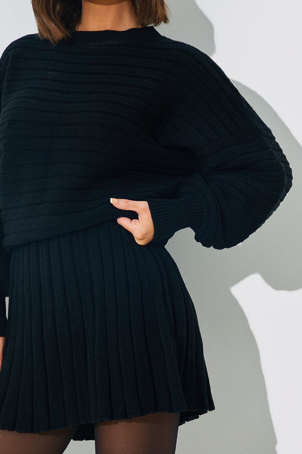 In The Style In The Style Pleated Knitted Dress Black