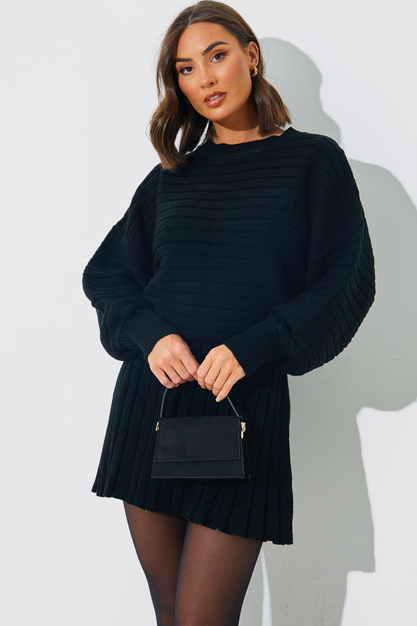 in the style In the Style Pleated Knitted Dress Black