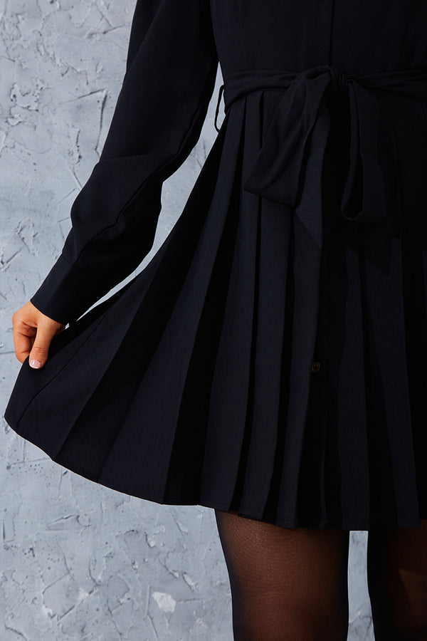 In The Style In The Style Pleated Shirt Dress Black