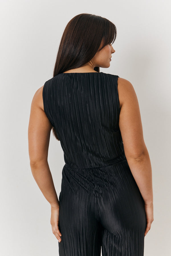 In The Style In The Style Plisse Co-Ord Waistcoat Black