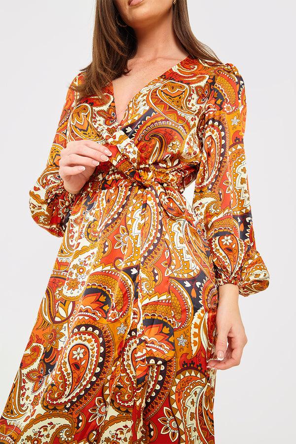 In The Style In The Style Plunge Balloon Sleeve Belted Midi Dress Black