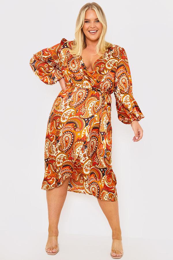 In The Style In The Style Plunge Balloon Sleeve Belted Midi Dress Black