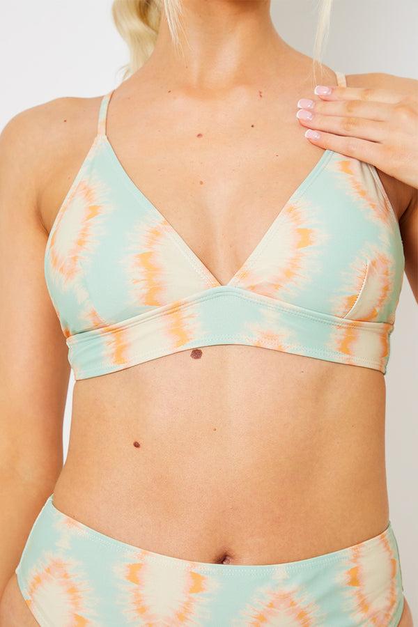 In The Style In The Style Plunge Triangle Bikini Top Multicoloured