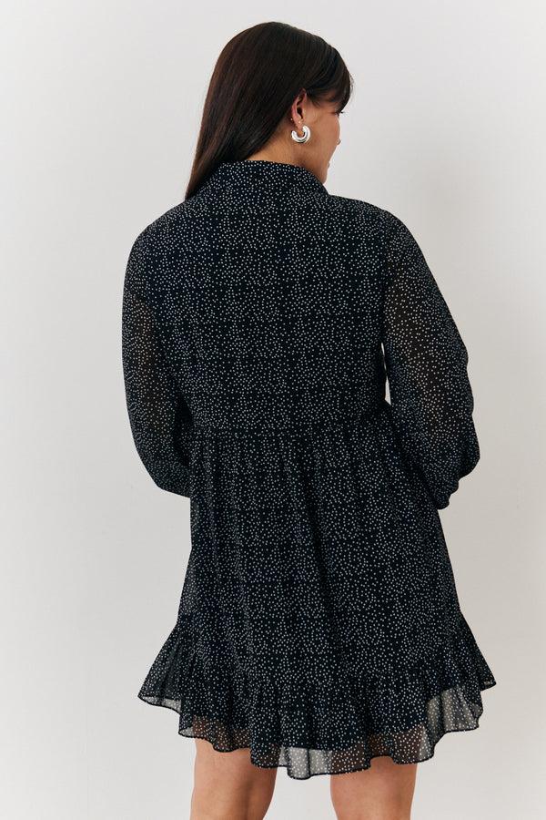 In The Style In The Style Polka Dot Balloon Sleeve Shirt Dress Black