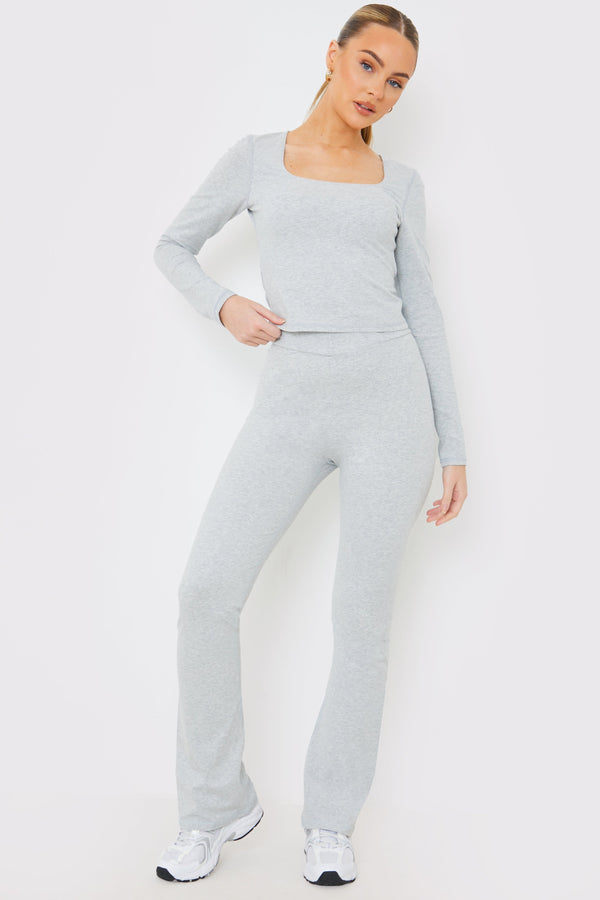 in the style In the Style Premium Jersey Kickflare Leggings Grey