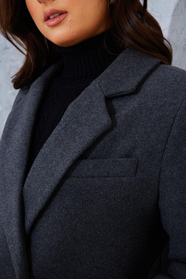 In The Style In The Style Premium Wool Blazer Charcoal